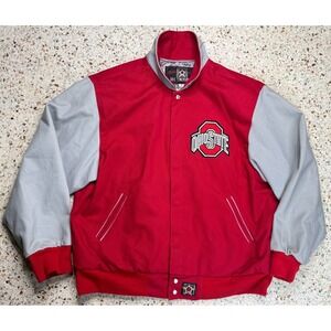 JH Design Vintage NCAA Button Up Ohio State Buckeyes Canvas Jacket Size Large